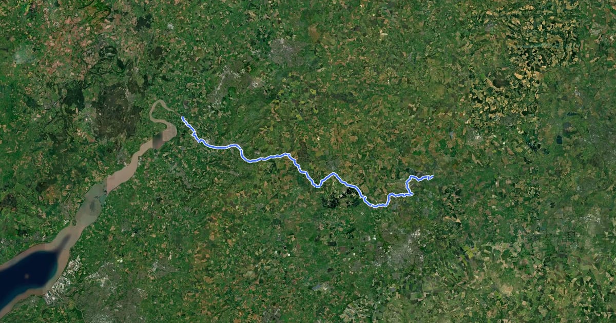 Маршрут Thames & Severn Way на спутниковом снимке