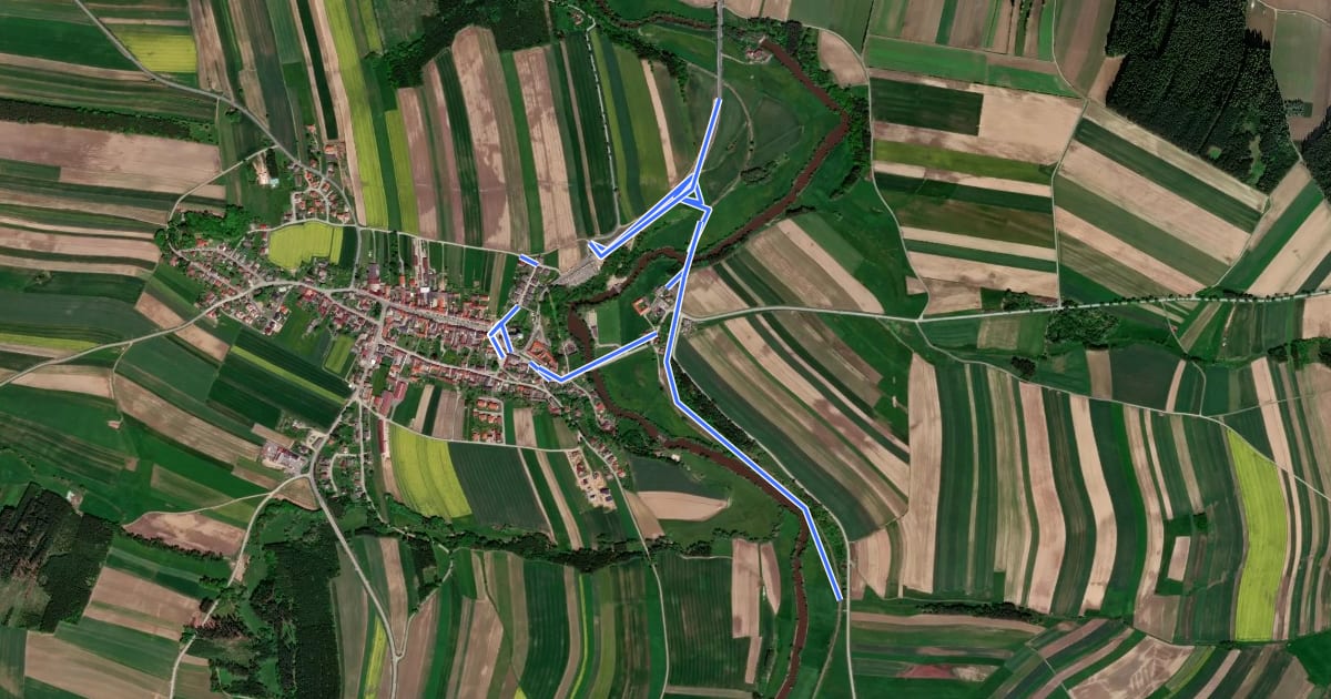 Маршрут Thaya Schritteweg blau на спутниковом снимке