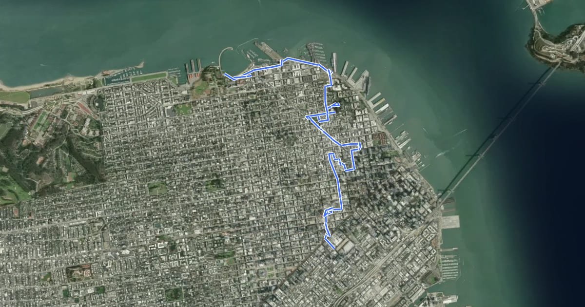 Маршрут The Barbary Coast Trail на спутниковом снимке