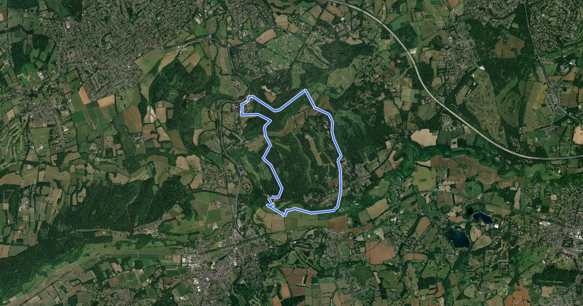 Маршрут The Box Hill Hike, Box Hill на спутниковом снимке