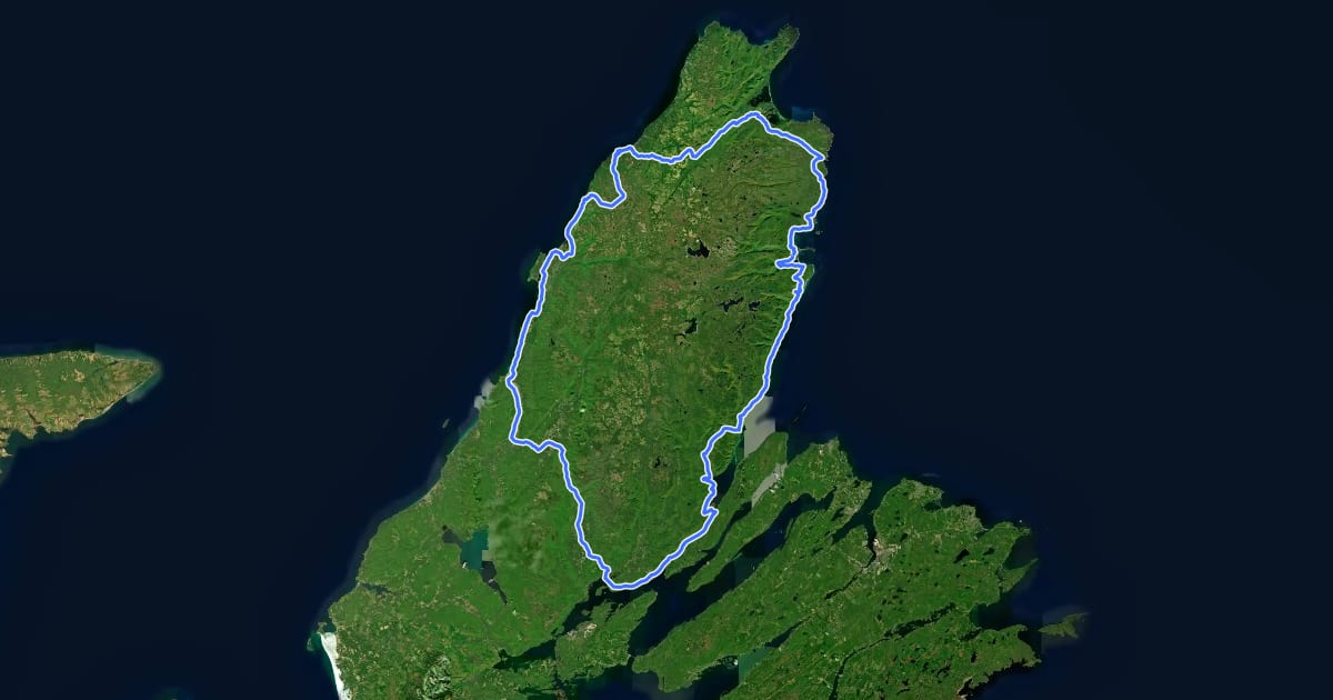 Маршрут The Cabot Trail на спутниковом снимке
