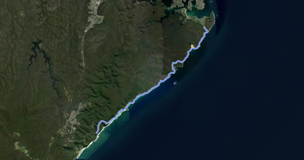 Маршрут The Coast Track на спутниковом снимке