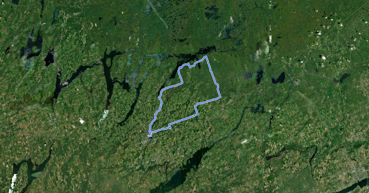 Маршрут The Cottage Country 100 на спутниковом снимке