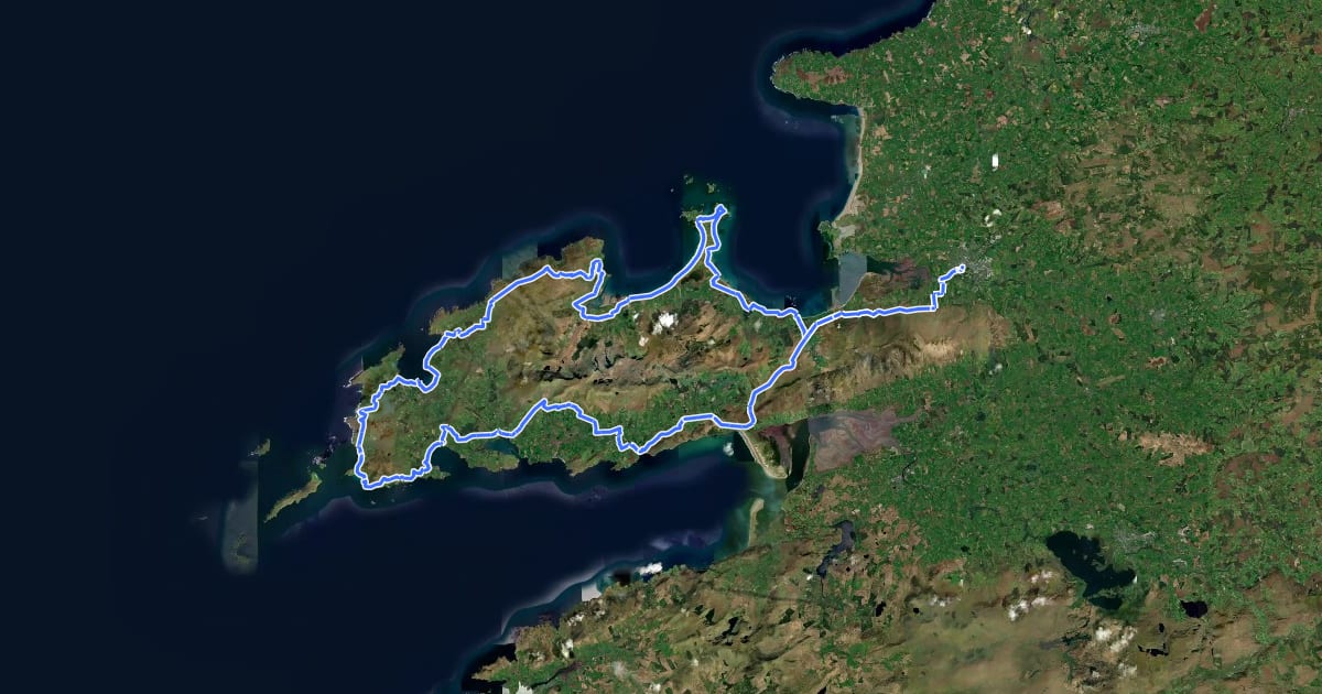 Маршрут The Dingle Way на спутниковом снимке