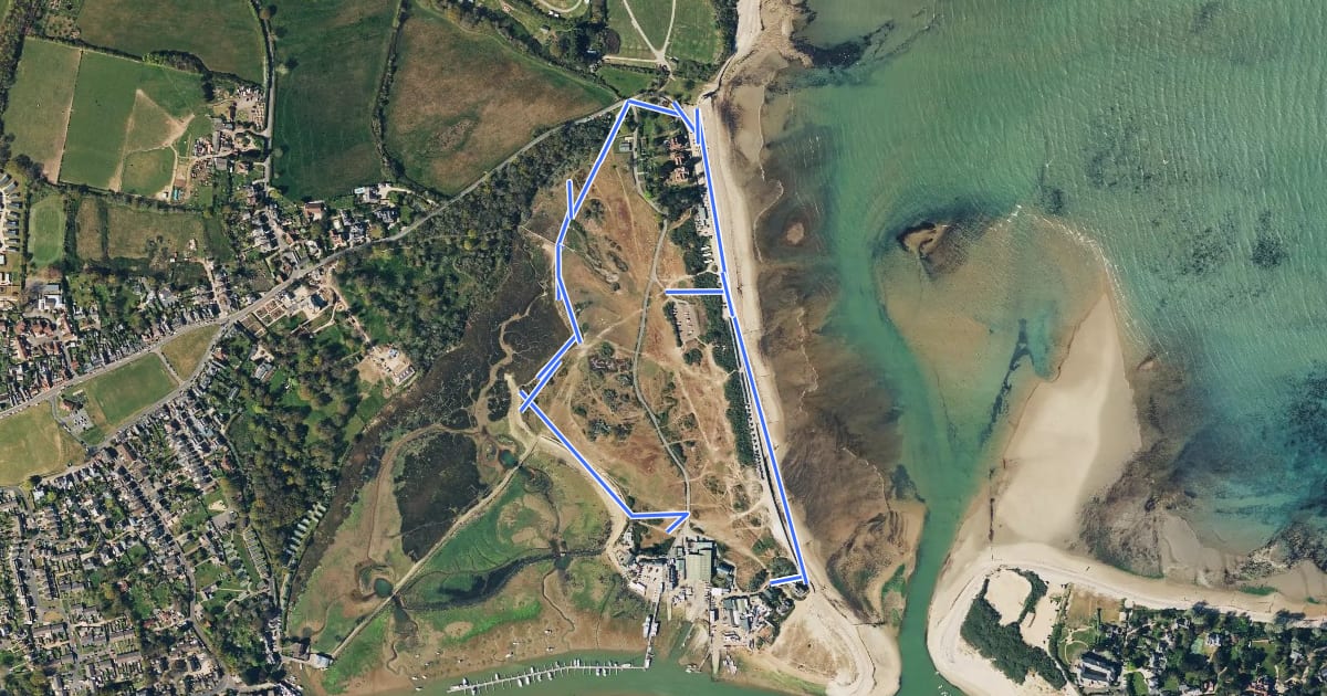 Маршрут The Duver Walk, Isle of Wight на спутниковом снимке