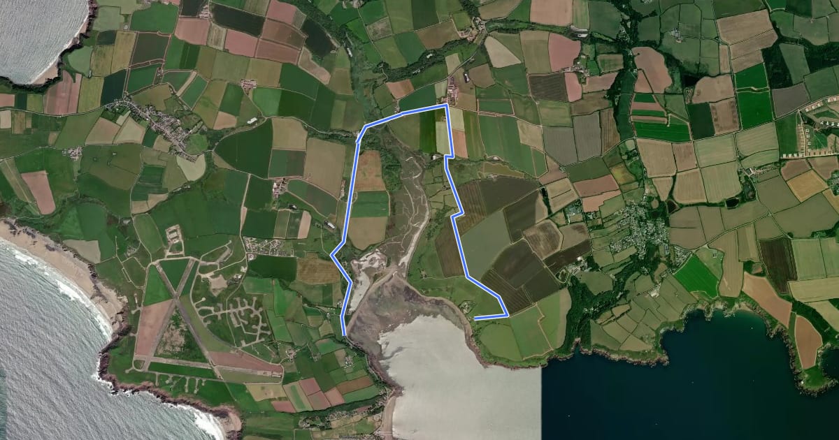 Маршрут The Gann Estuary high tide alternative route на спутниковом снимке