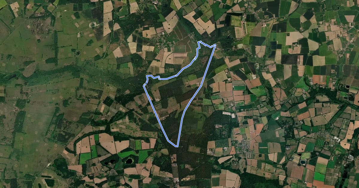 Маршрут The Great Eastern Pingo Trail на спутниковом снимке