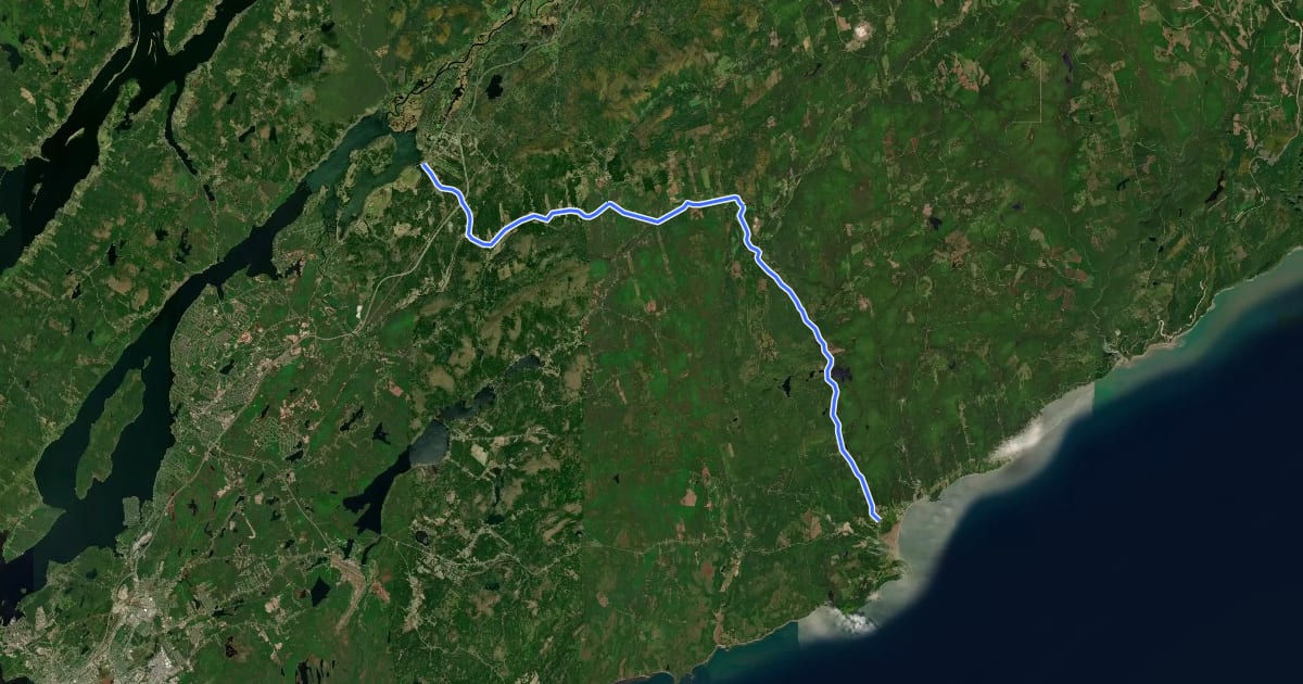 Маршрут The Great Trail (New Brunswick - Hampton to St. Martins) на спутниковом снимке