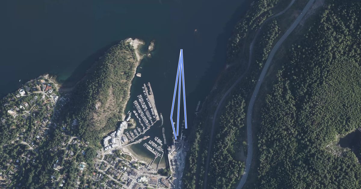 Маршрут The Great Trail - West Vancouver to Nanaimo Ferry на спутниковом снимке