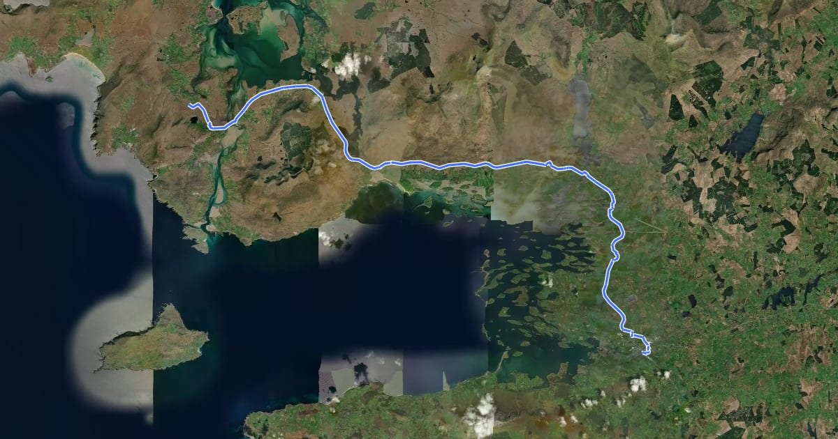 Маршрут The Great Western Greenway на спутниковом снимке