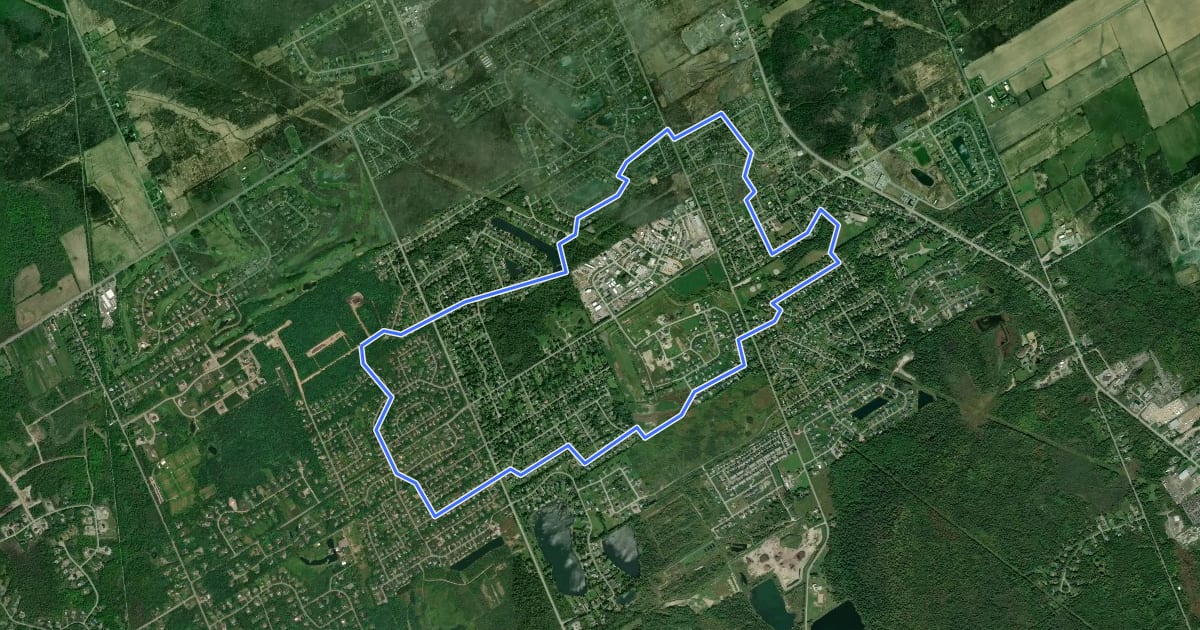 Маршрут The Greely Loop на спутниковом снимке