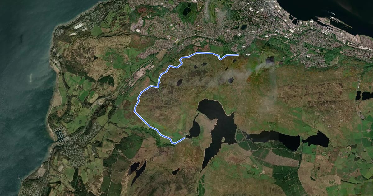Маршрут The Greenock Cut на спутниковом снимке