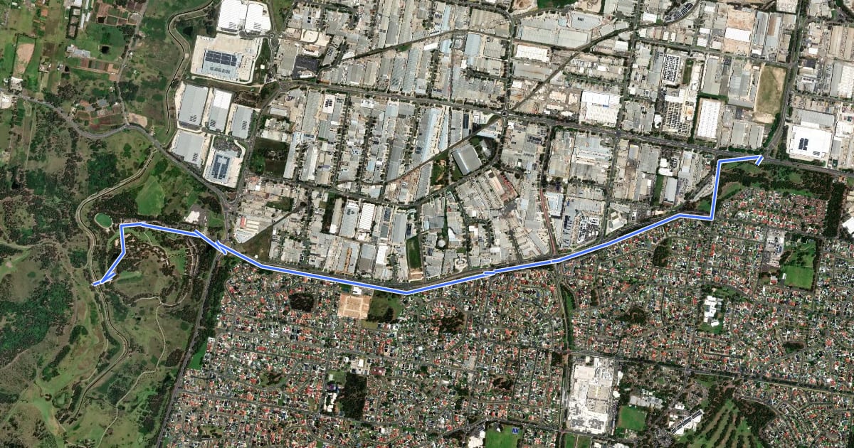 Маршрут The Horsley Drive Shared Path на спутниковом снимке