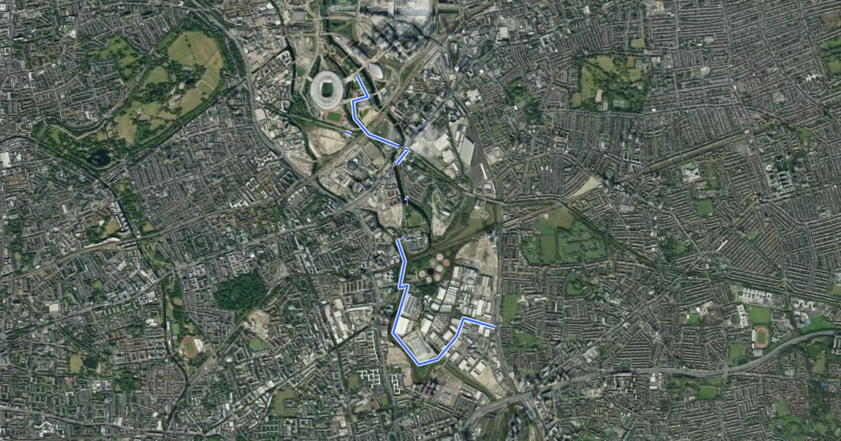 Маршрут The Line на спутниковом снимке