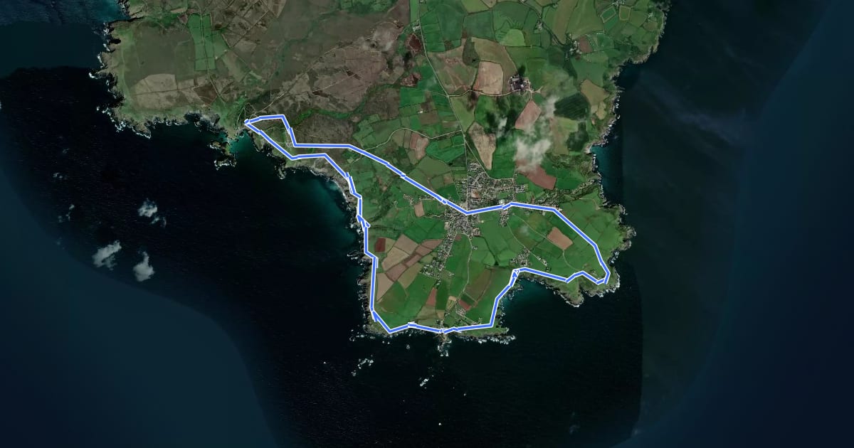Маршрут The Lizard Coastal Walk на спутниковом снимке