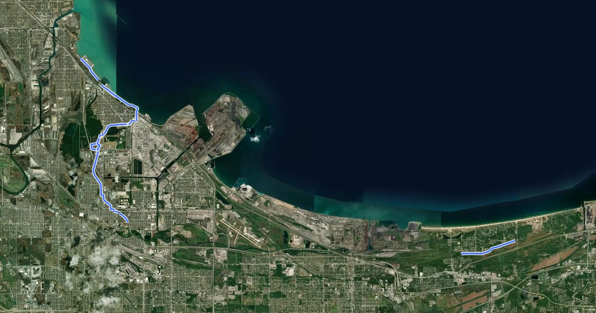 Маршрут The Marquette Greenway на спутниковом снимке