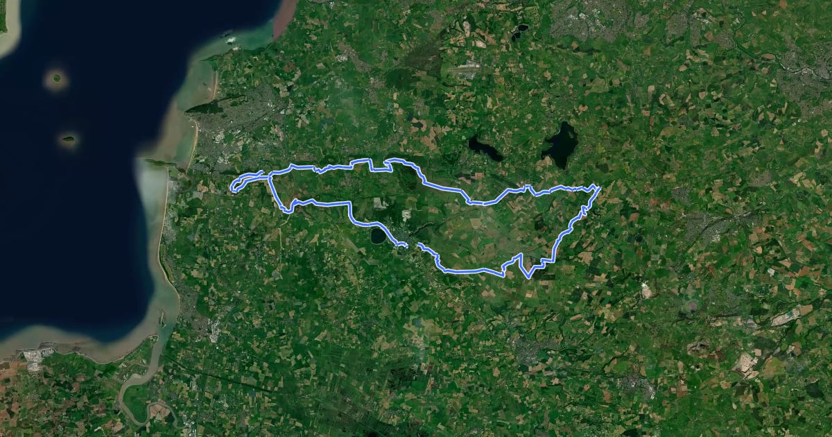 Маршрут The Mendip Trail на спутниковом снимке