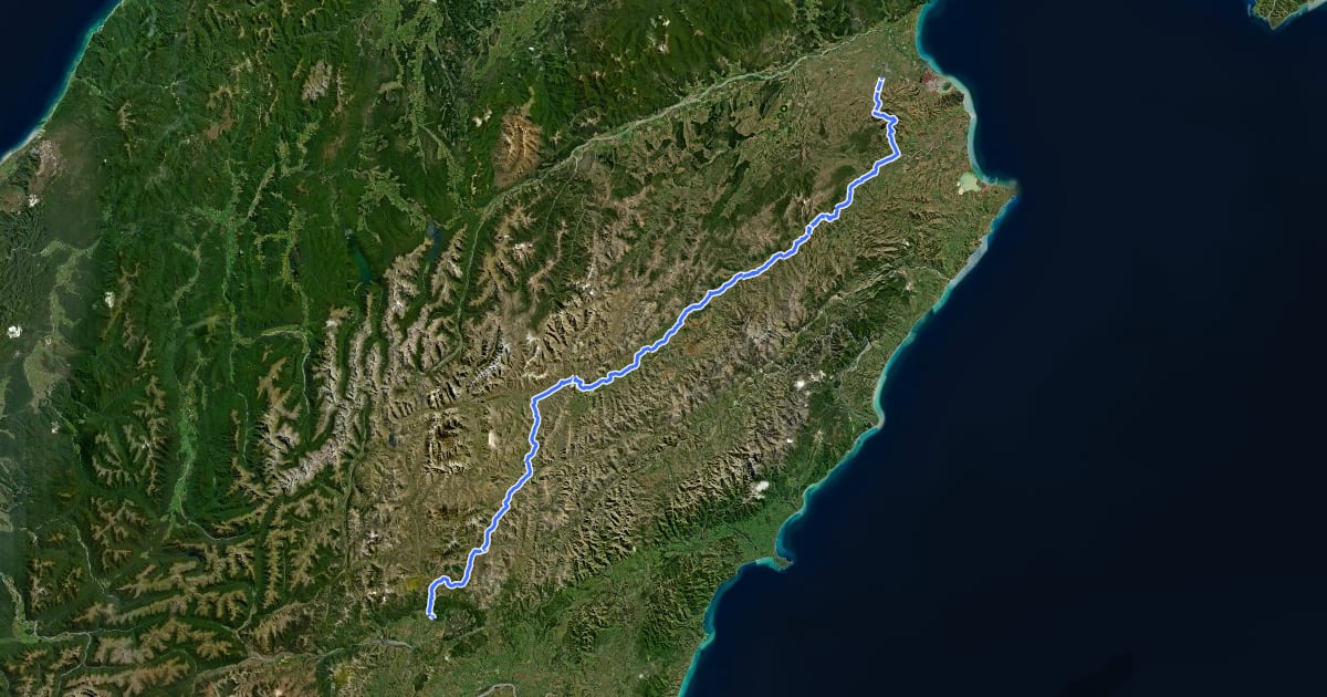 Маршрут The Molesworth Muster Trail на спутниковом снимке