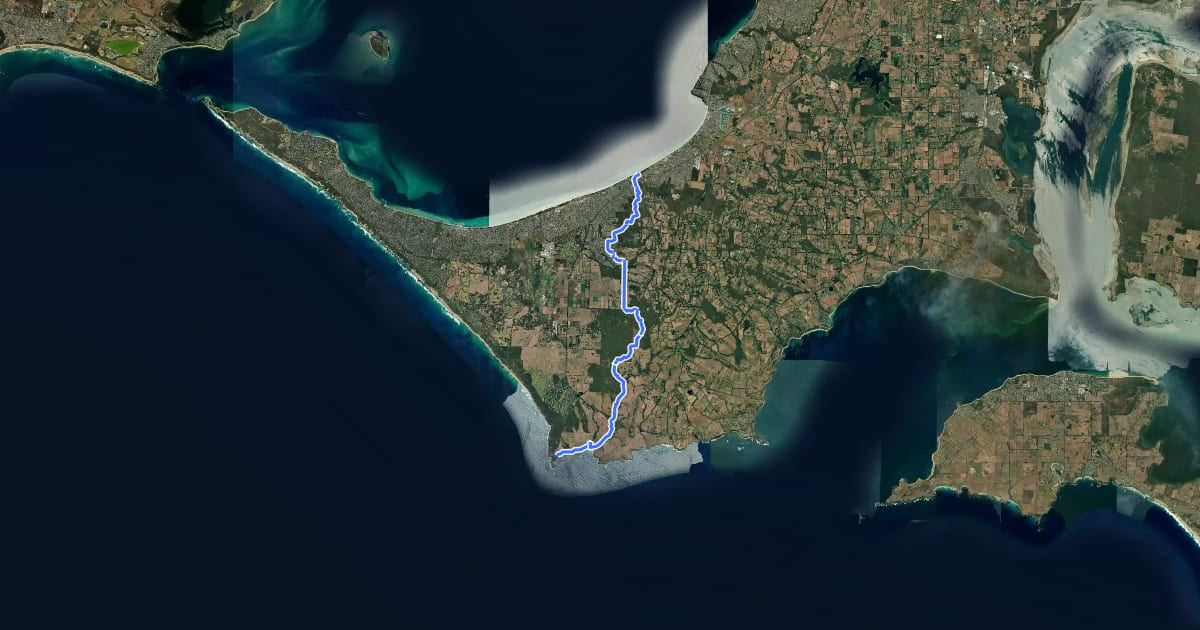 Маршрут The Mornington Peninsula Walk на спутниковом снимке