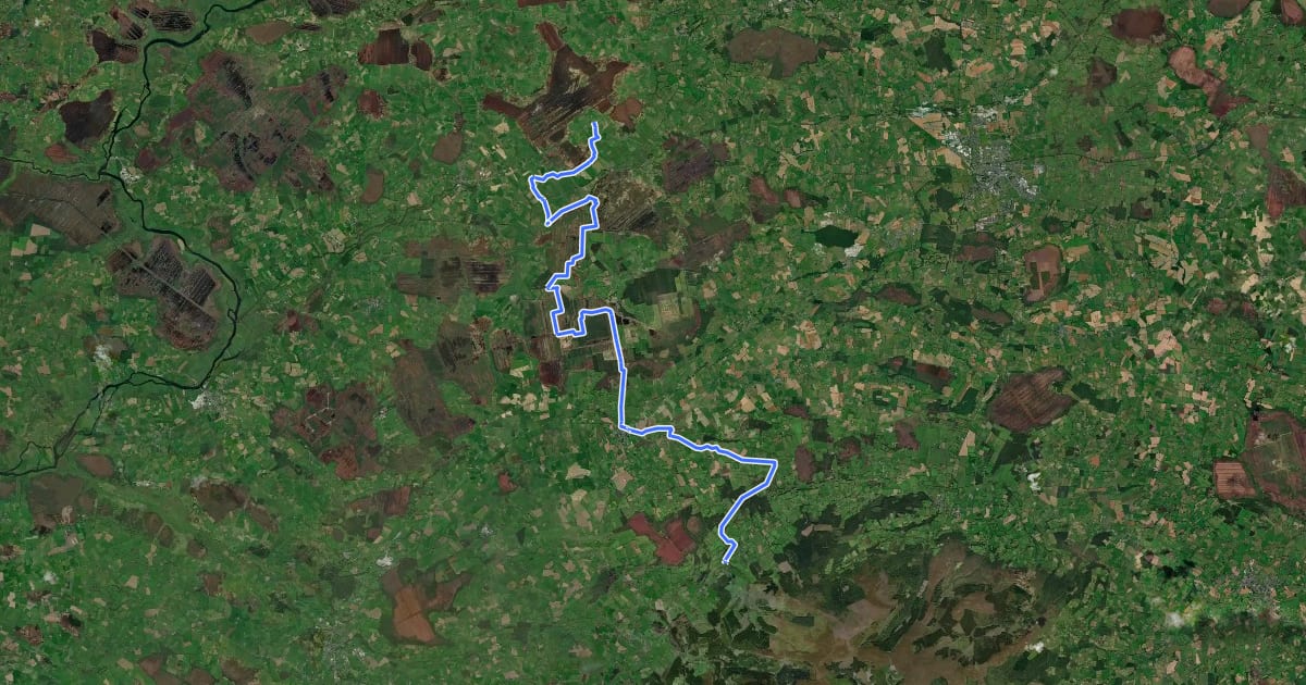 Маршрут The Offaly Way на спутниковом снимке