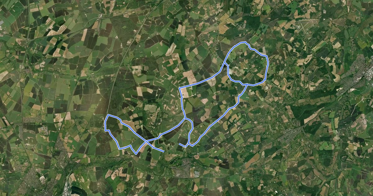 Маршрут The Ox Drove mountain bike route на спутниковом снимке