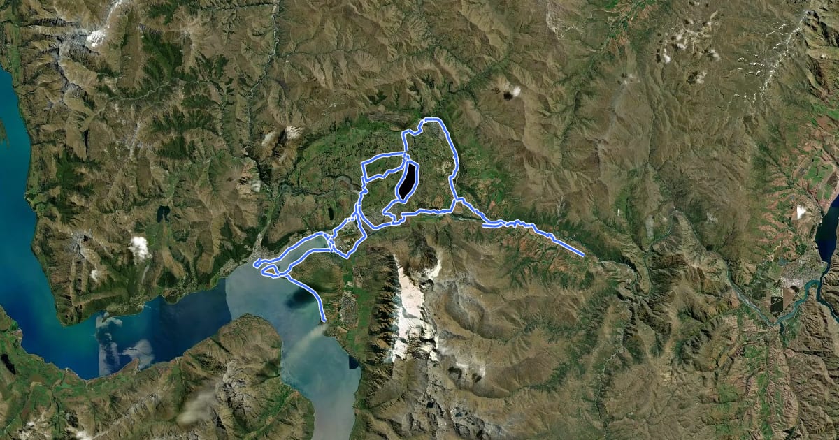 Маршрут The Queenstown Trail на спутниковом снимке
