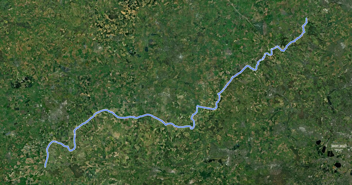 Маршрут The Ridgeway на спутниковом снимке