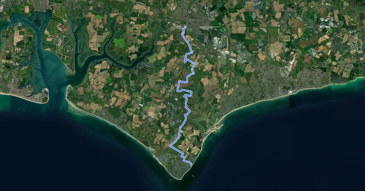 Маршрут The Selsey Tram Way на спутниковом снимке