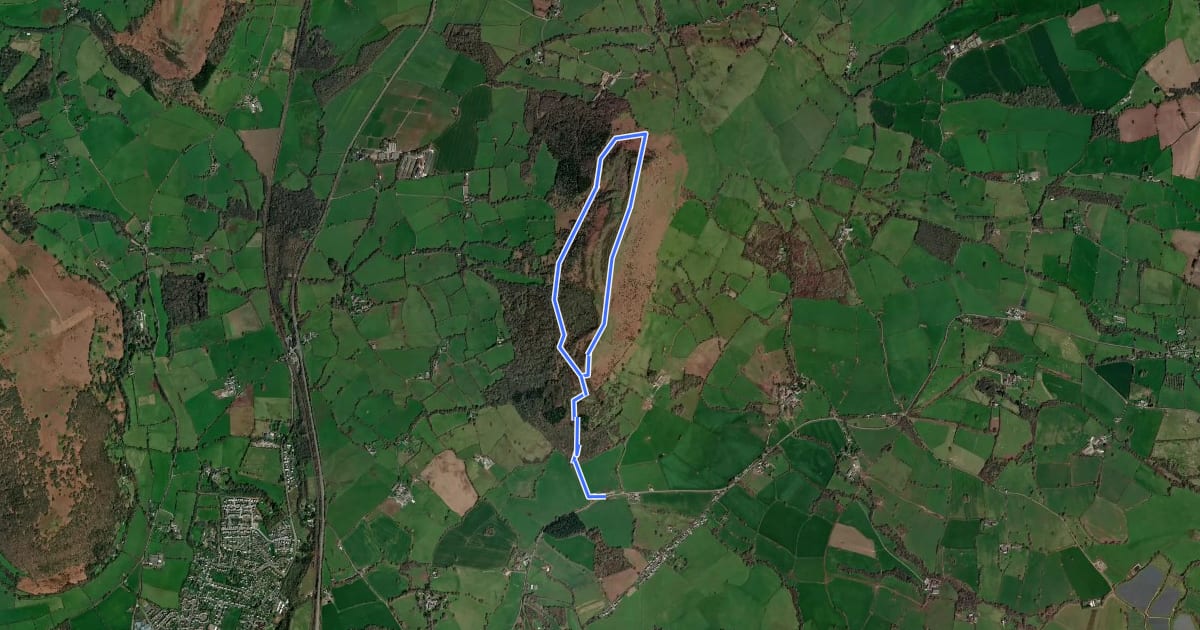 Маршрут The Skirrid trail in the Sugar Loaf and Usk Valley, East Wales на спутниковом снимке
