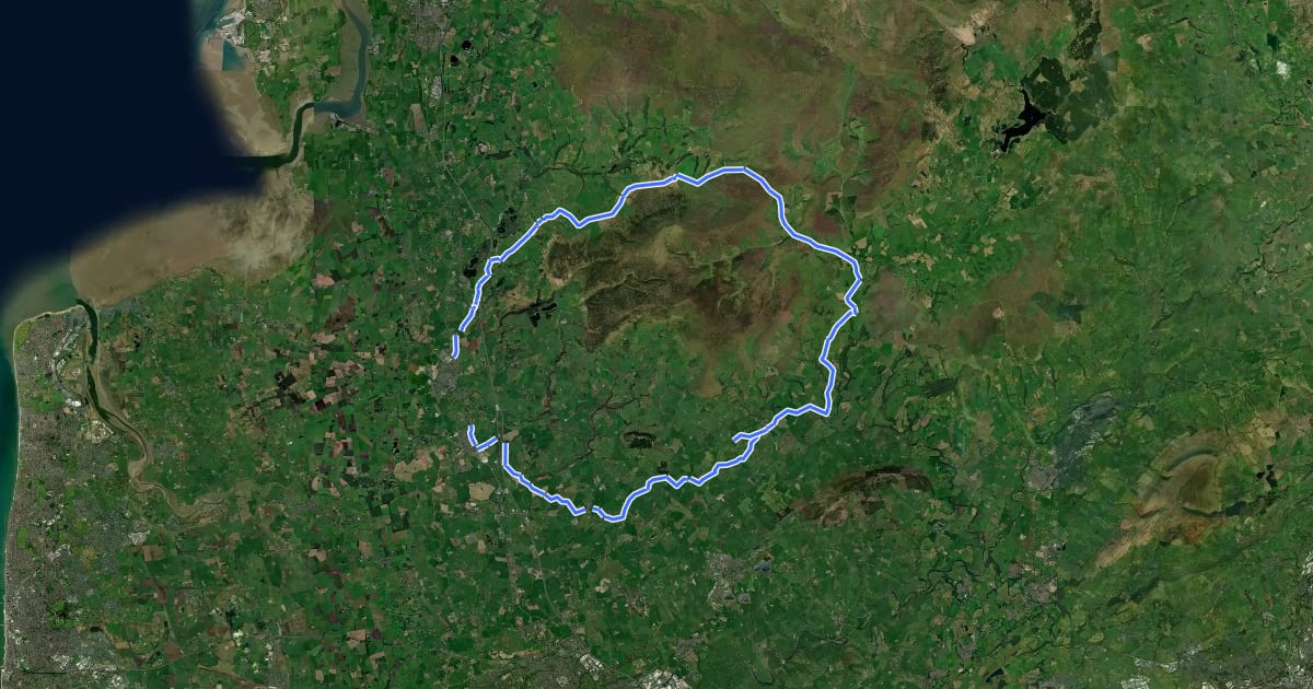 Маршрут The Trough of Bowland на спутниковом снимке