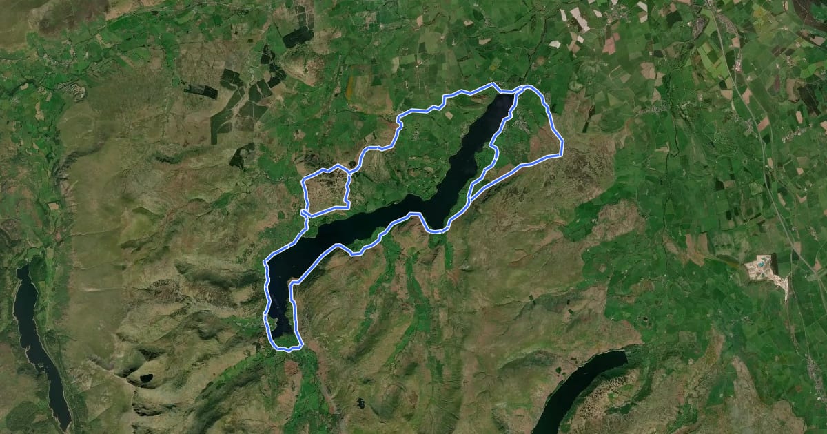 Маршрут The Ullswater Way на спутниковом снимке