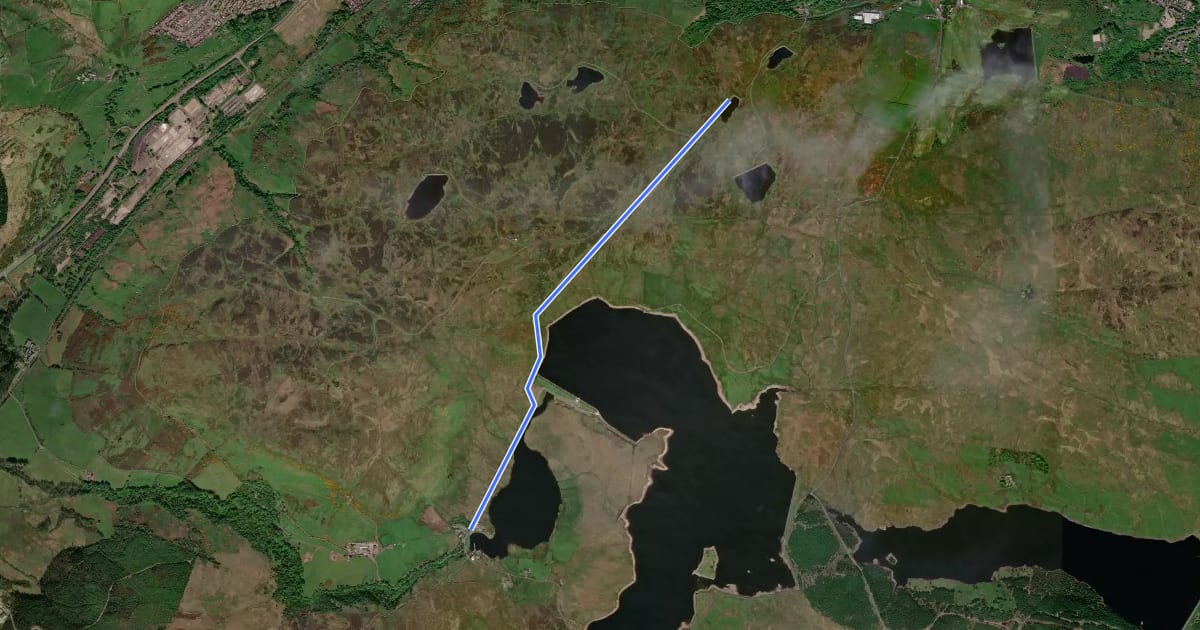 Маршрут The Waterman's Road на спутниковом снимке