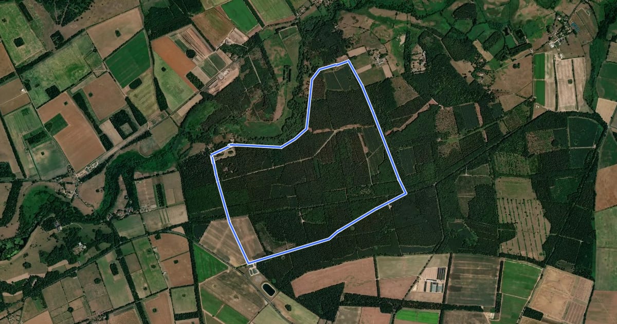 Маршрут The West Harling Trail на спутниковом снимке