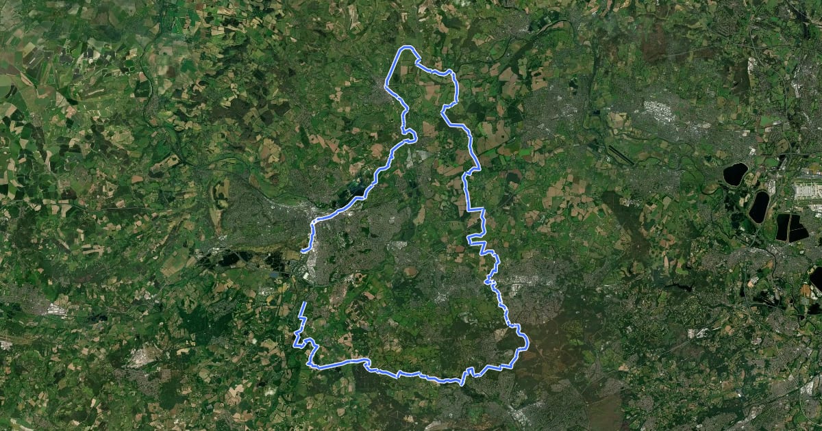 Маршрут The Wokingham Way на спутниковом снимке