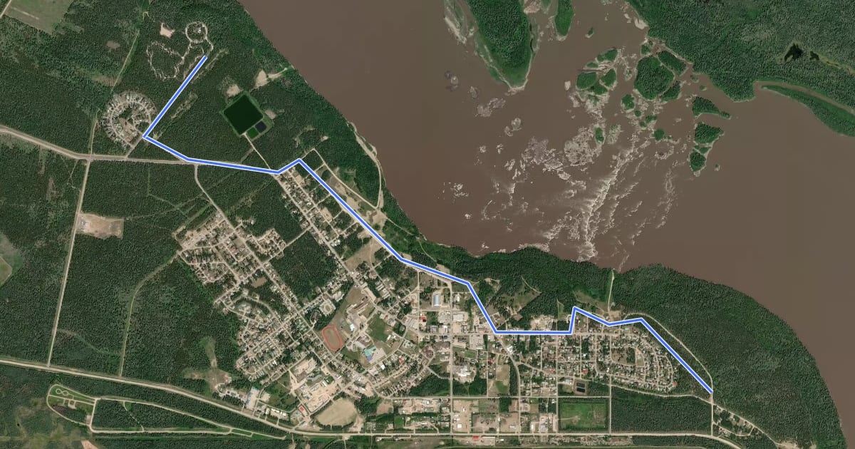 Маршрут Thebacha Trail на спутниковом снимке