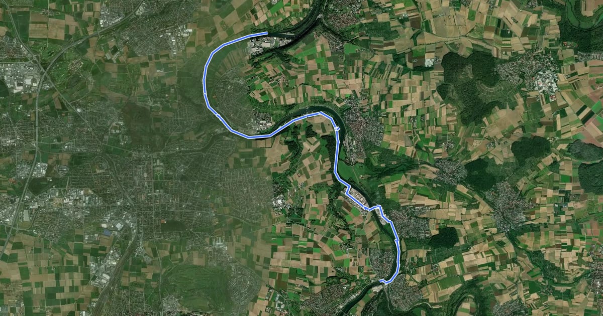 Маршрут Themenweg Neckar на спутниковом снимке