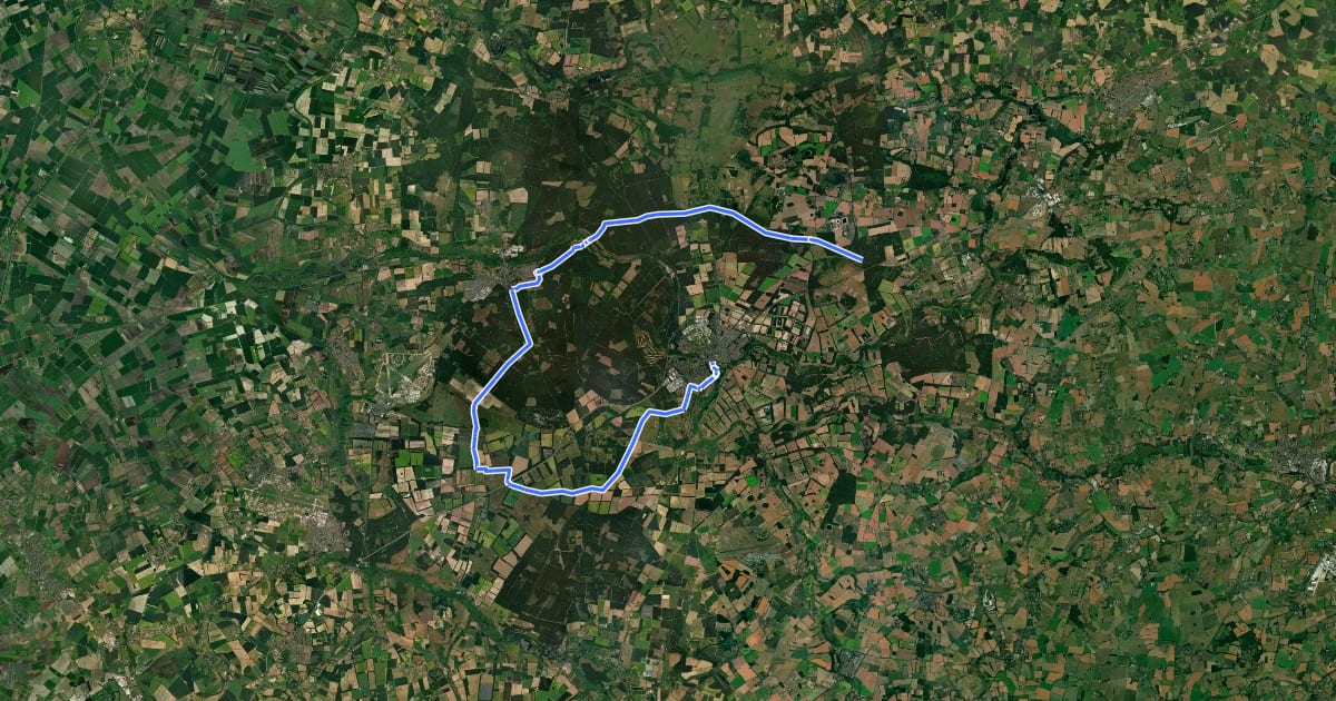 Маршрут Thetford Cycle Loop на спутниковом снимке