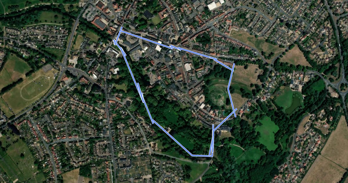 Маршрут Thetford Heritage Trail на спутниковом снимке