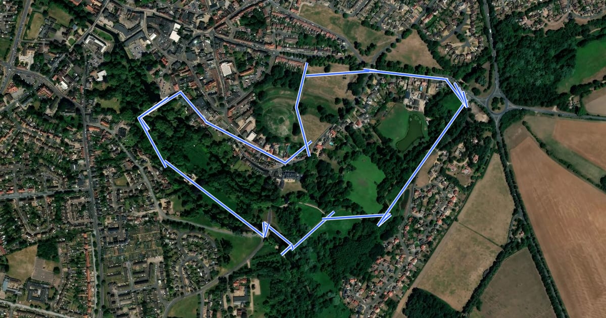 Маршрут Thetford River Trails - Red Route (East) на спутниковом снимке