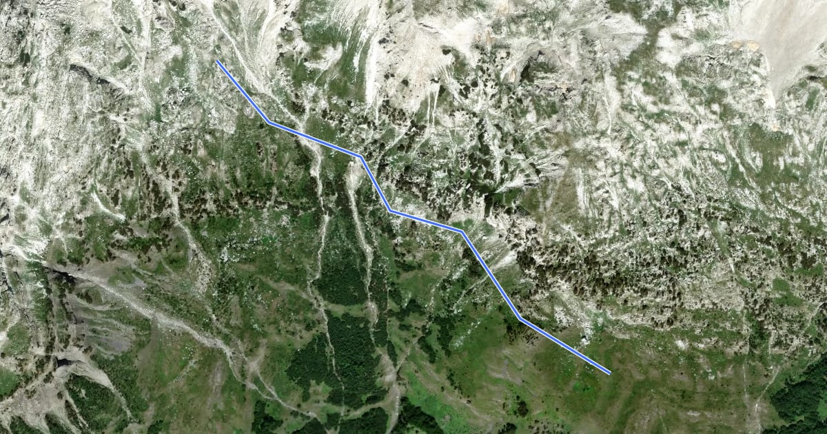 Маршрут Theth-Curraj marked trail extension towards Maja e Boshit на спутниковом снимке
