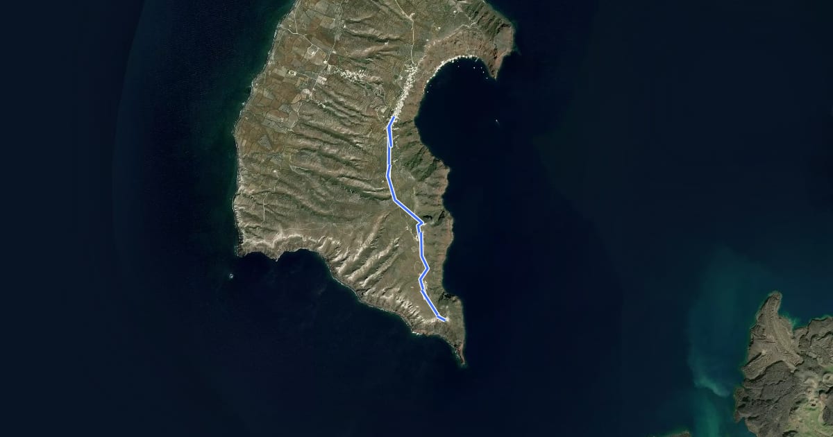 Маршрут Thirasia Trail 4 - Manolas - Kera (Monastery of the Dormition of Virgin Mary) на спутниковом снимке