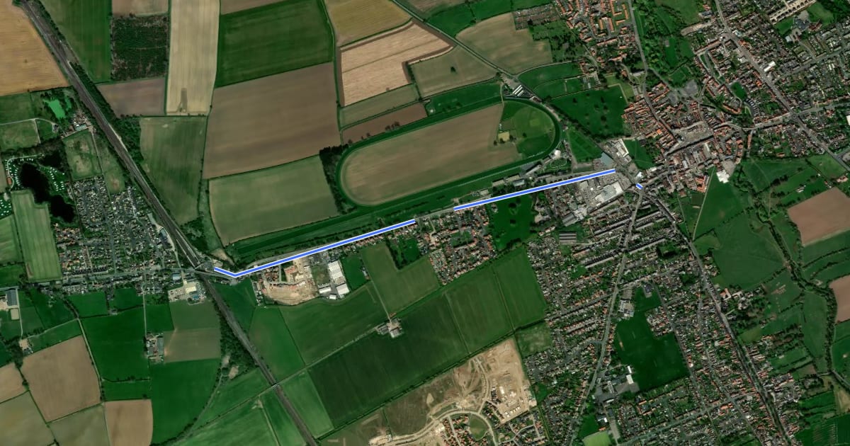 Маршрут Thirsk Station Cycle Route на спутниковом снимке