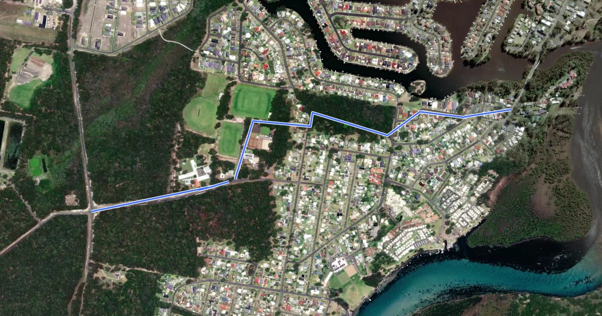 Маршрут Thomson Street Reserve на спутниковом снимке