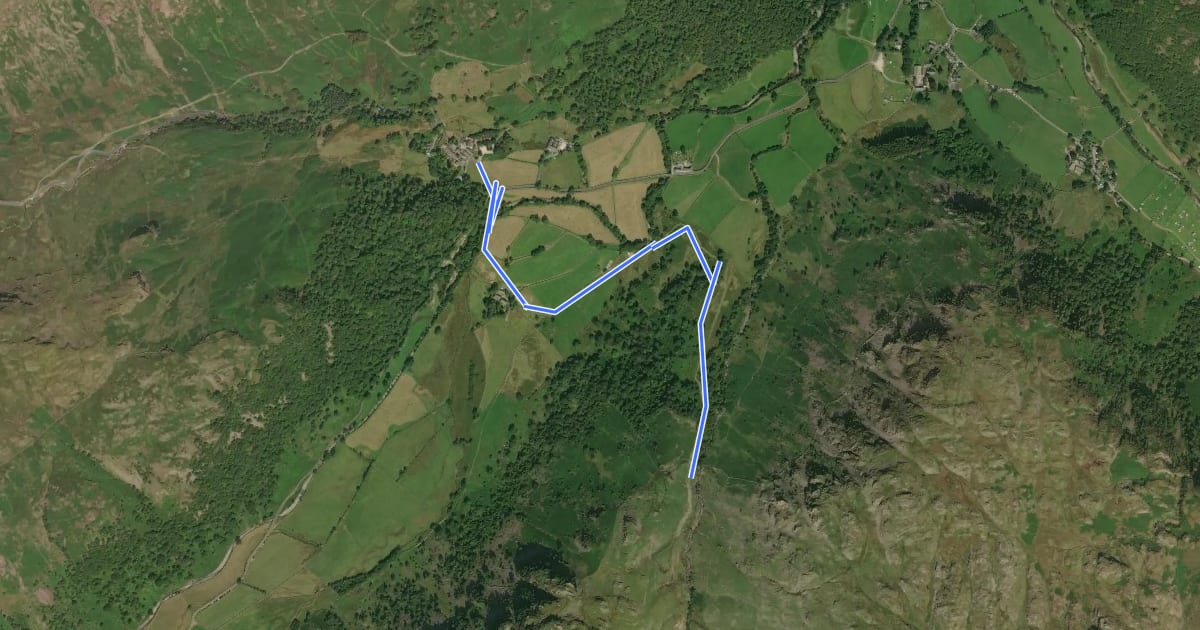 Маршрут Thorneythwaite Farm Picnic and Waterfall walk, North Lakes Outdoors на спутниковом снимке