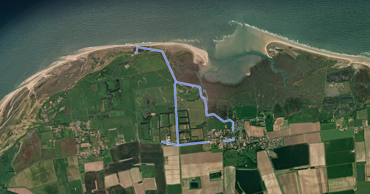 Маршрут Thornham Circular на спутниковом снимке