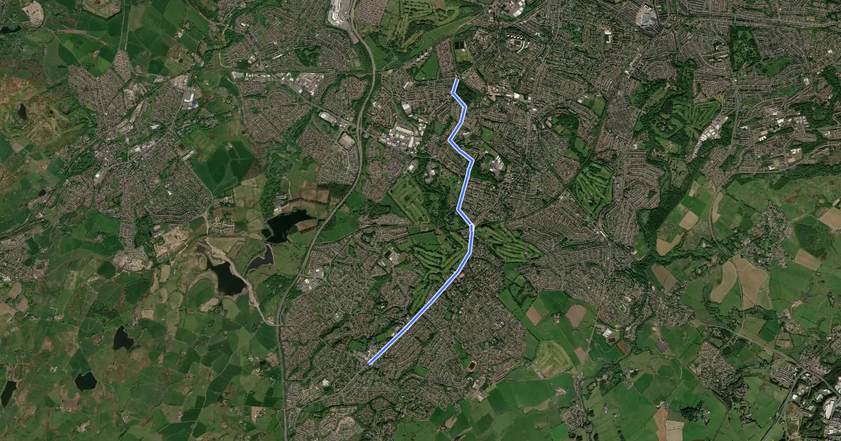 Маршрут Thornliebank to Mearns Cross Cycle Route на спутниковом снимке