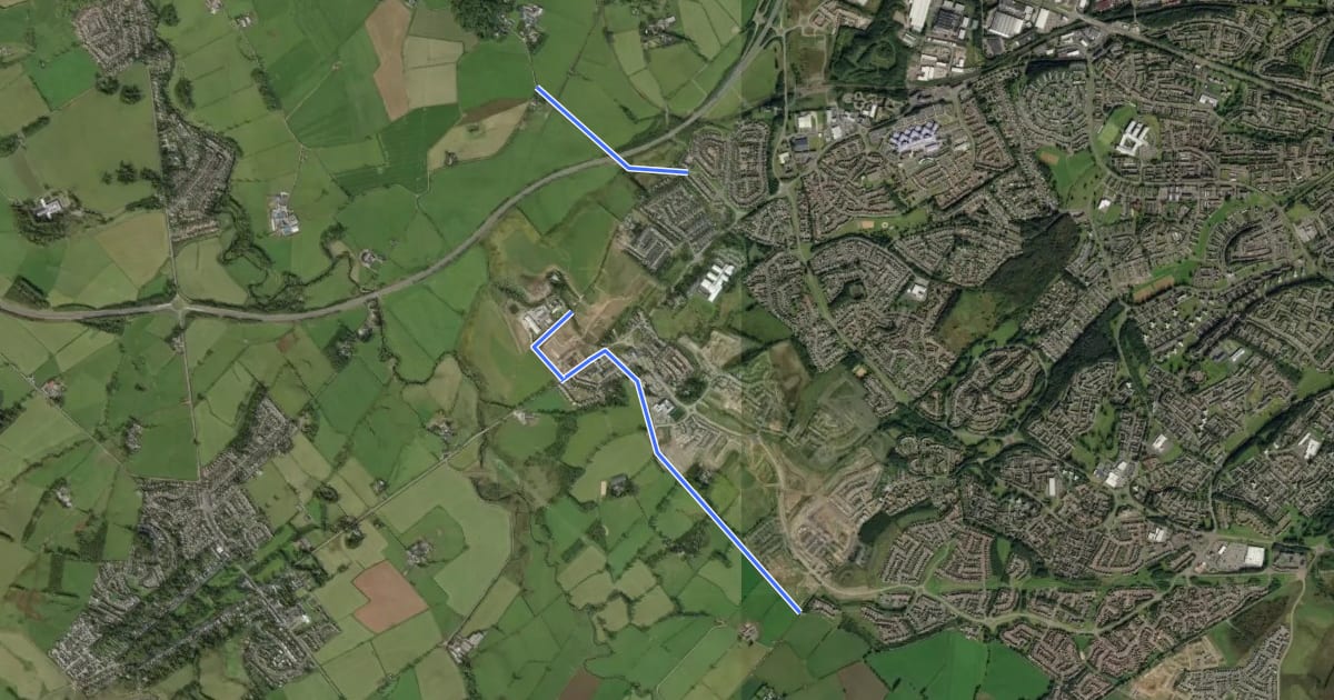 Маршрут Thorntonhall to Strathaven Cycle Route на спутниковом снимке