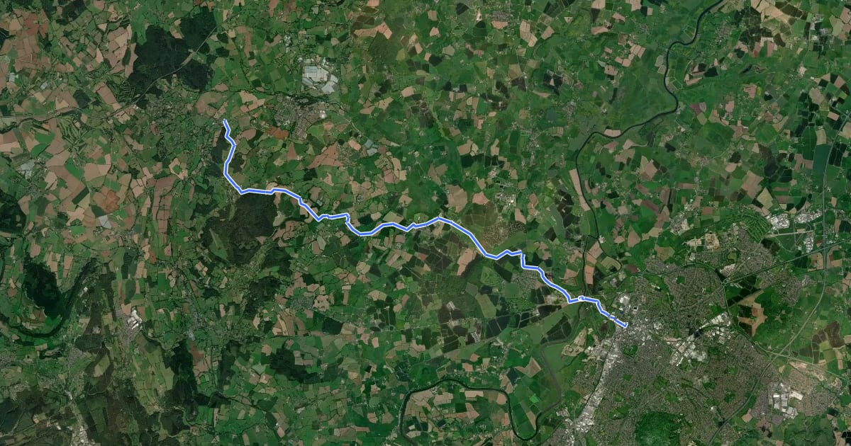 Маршрут Three Choirs Way (Gloucester to Kilcot) на спутниковом снимке