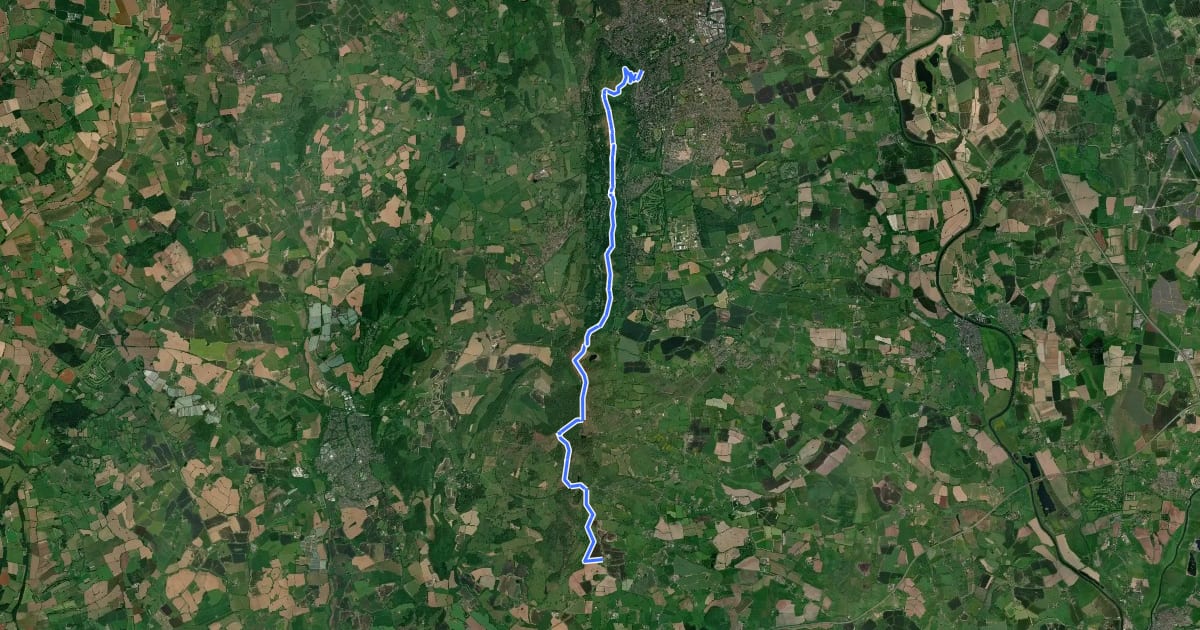 Маршрут Three Choirs Way (Malvern Hills) на спутниковом снимке