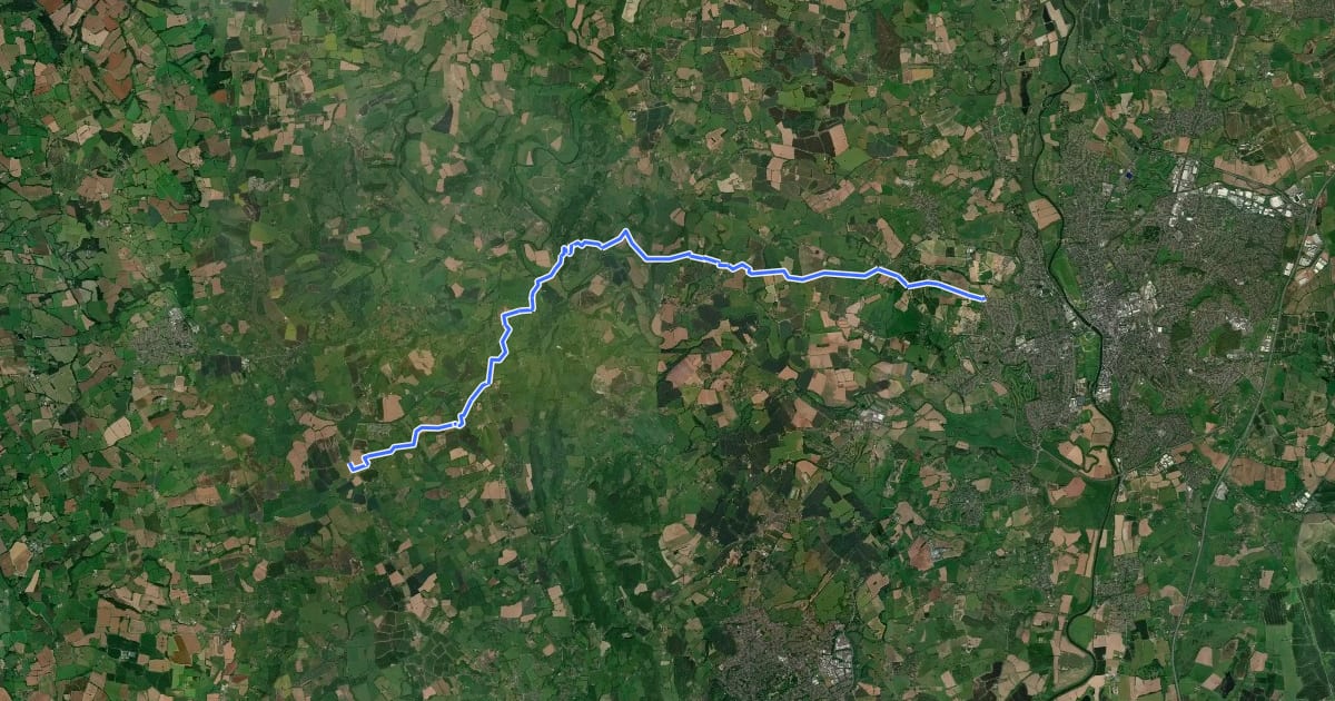 Маршрут Three Choirs Way (Stanford Bishop to Worcester) на спутниковом снимке